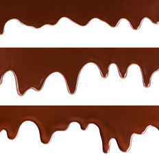 melting chocolate on white background