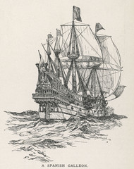 Spanish Galleon circa 1580. Date: circa 1580