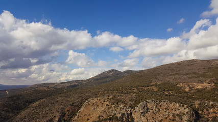 Upper Galilee mountains landscape, Golan Heights nature view from Nimrod. Concept: discover travel destination