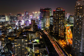 Fototapeta na wymiar Tokyo skyline cityscape at night
