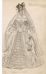 19th century wedding dress. Date: circa 1840