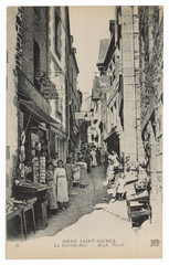 Shops at Mont St Michel. Date: circa 1905