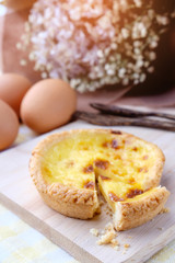 Egg tart on wooden background