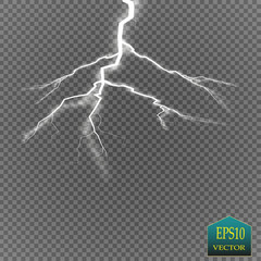 Thunder-storm and lightnings. Magic and bright lighting effects. Vector Illustration