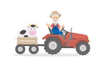 Farmer on tractor.