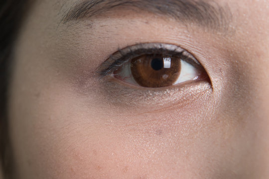 Close up of eyes and facial wrinkles. Asian women