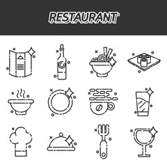 Restaurant cartoon concept icons