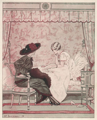 Fortune telling: Reading cards in bed  1913.. Date: 1913