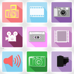 film, movie, photo, filmstrip set of film frame, vector illustration