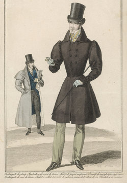 Man wearing coat  fashion of 1828. Date: 1828