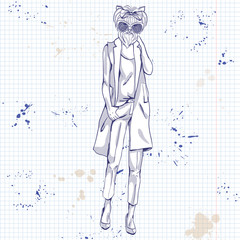 Sketch of model with dog head