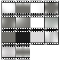film, movie, photo, filmstrip set of film frame, vector illustration