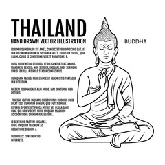 buddha hand drawn vector Illustration. Thai buddha Elements Design. Yoga element.