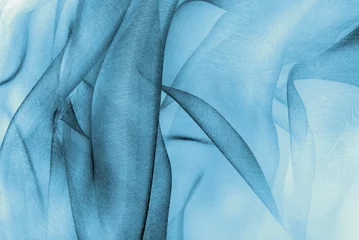 Aluminium Prints Dust organza fabric in blue color