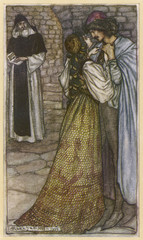 Romeo and Juliet in Embrace at Friar Lawrence's Cell. Date: 1899 - 162269806