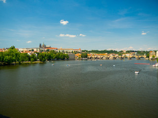 Obraz premium Prague, Chezh republic, 2017. The Vltava River flows through the centre of Prague, and is the waterway around which the city has developed over the past 1000 years.