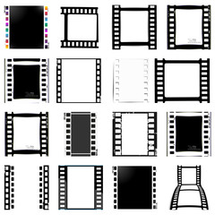 film, movie, photo, filmstrip set of film frame, vector illustration