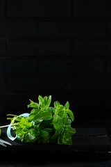 Green fresh mint. Selective focus.
