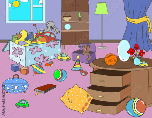 Confusion, dirt in the house, in the children\'s room, scattered ... Confusion, dirt in the house, in the children\'s room, scattered ...