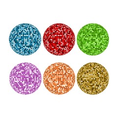 Collection of abstract pixel spheres