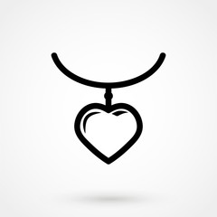 Luxury pendant with heart formed jewel or gem symbol simple silhouette icon on background