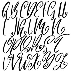 Hand drawn elegant calligraphy font. Modern brush lettering. Grunge style alphabet. Vector illustration.