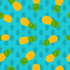 Pineapple tropical seamless pattern for summer