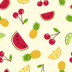 Summer tropical fruit seamless pattern art