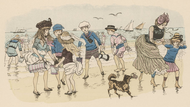 On Ostend Beach  Windy. Date: 1890