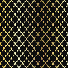 Seamless gold floral pattern in vintage style on a black background