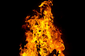 Red fire flame on black background