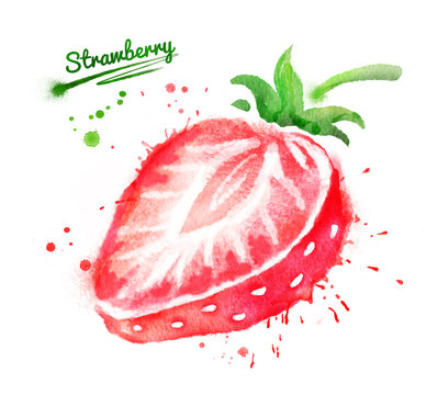 Watercolor illustration of strawberry