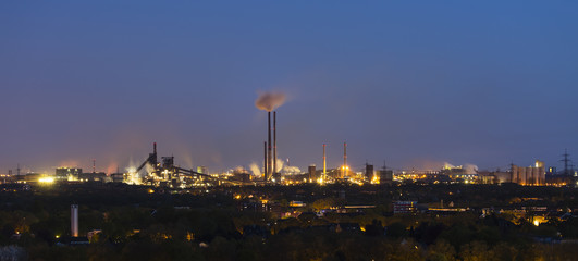 Heavy Industry At Night Panorama
