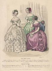 Fototapeta na wymiar 3 Evening Dresses 1843. Date: 1843