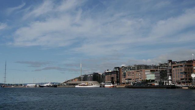 Time lapse from the harbor of Oslo, Norway