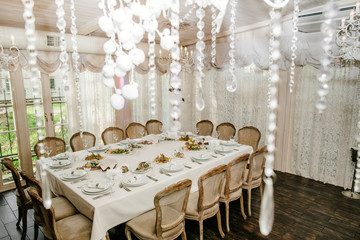 Luxury banquet table setting at restaurant