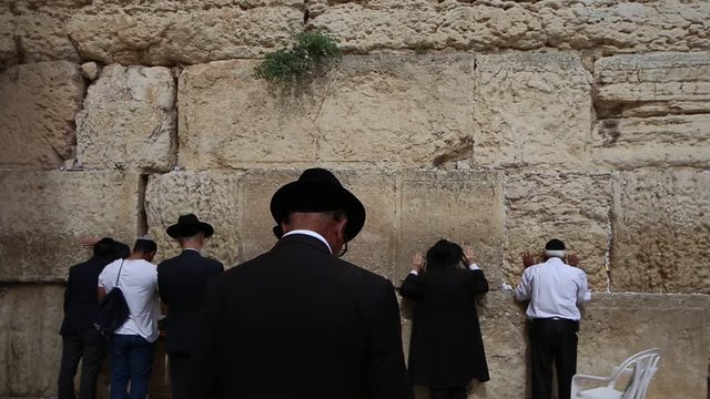   Jerusalem - 15 November, 2016: Wailing wall and al aqsa mosque in Jerusalem