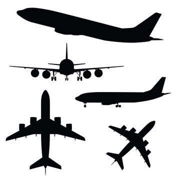 Airplane Silhouette In Different View