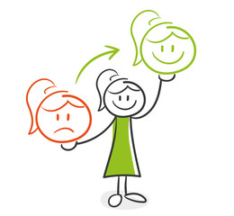 Stick Figure Series Green Woman / Smiley