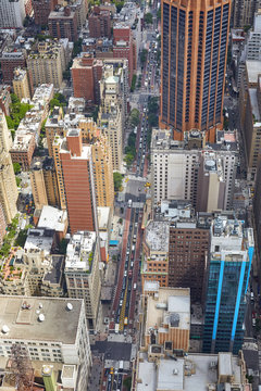Aerial picture of crowded Manhattan, New York City, USA.