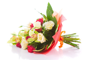 bouquet of flowers on white background isolated