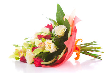 bouquet of flowers on white background isolated