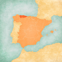 Map of Iberian Peninsula - Asturias