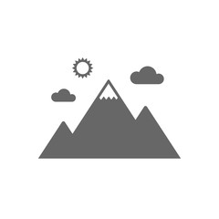 Mountain icon. Mountaineering sport sign. Leadership motivation concept. Isolated flat icon on white background. Vector