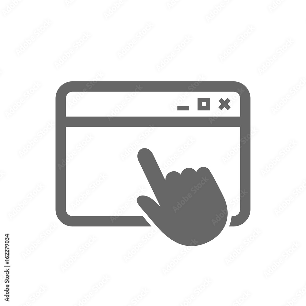 Poster click page icon. browser window symbol. website or internet sign. isolated flat icon on white backgr