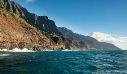 Na Pali coastline taken from sunset cruise along Kauai shore