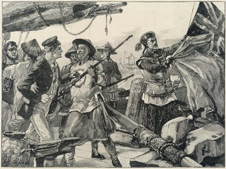 On board the Arrow  Second Opium War. Date: 8 October 1856 - obrazy, fototapety, plakaty