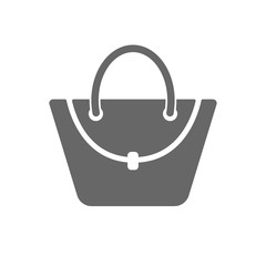 Woman bag icon. Female handbag sign. Glamour casual baggage symbol. Isolated flat icon on white background. Vector