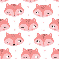 seamless fox animal pattern vector illustration