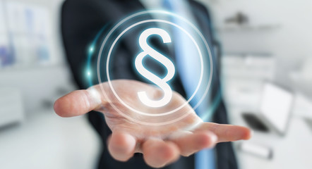 Businessman using law protection right 3D rendering